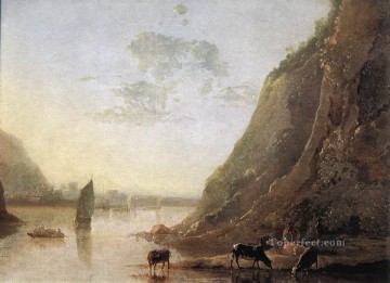  campo Pintura al %C3%B3leo - Orilla del río con vacas, pintor campestre Aelbert Cuyp